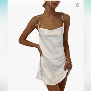 Women’s low cut, backless, sexy strap, bridal mini dress